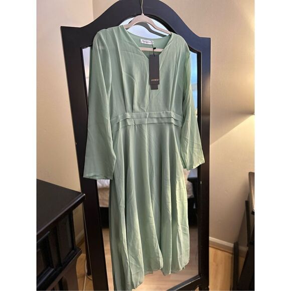 NEW LAI MENG Chiffon Formal Dress Midi 12/14 Green - Picture 1 of 2